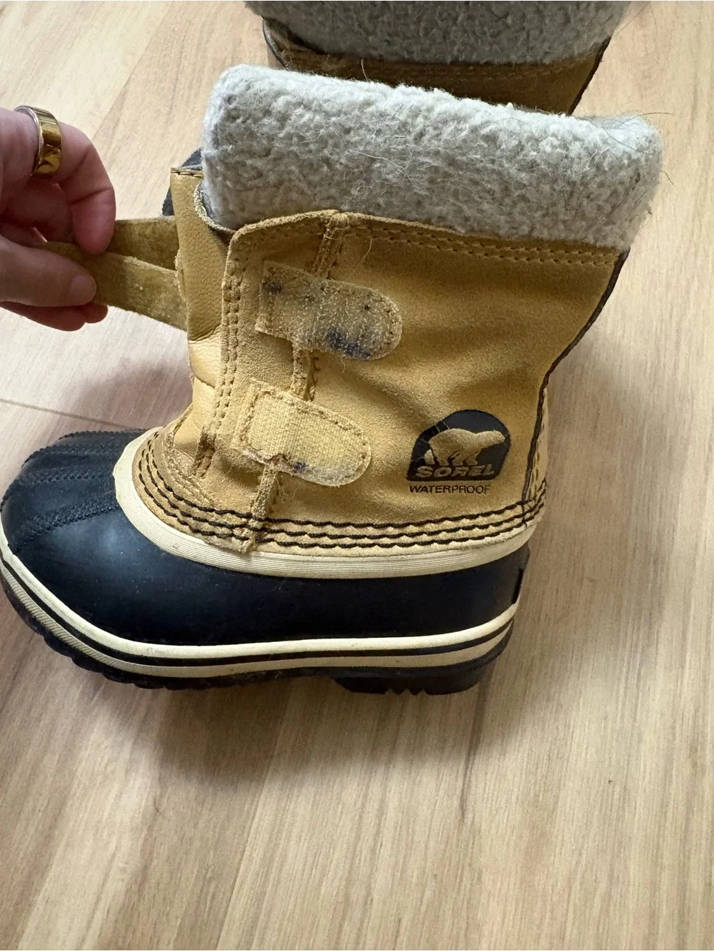Sorel Kids Tan & Black Waterproof Snow Boots